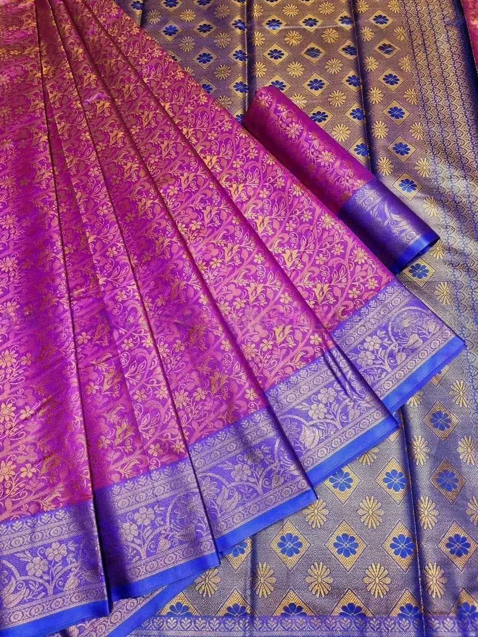 Malabika Magenta Silk Saree — Royal Magenta
